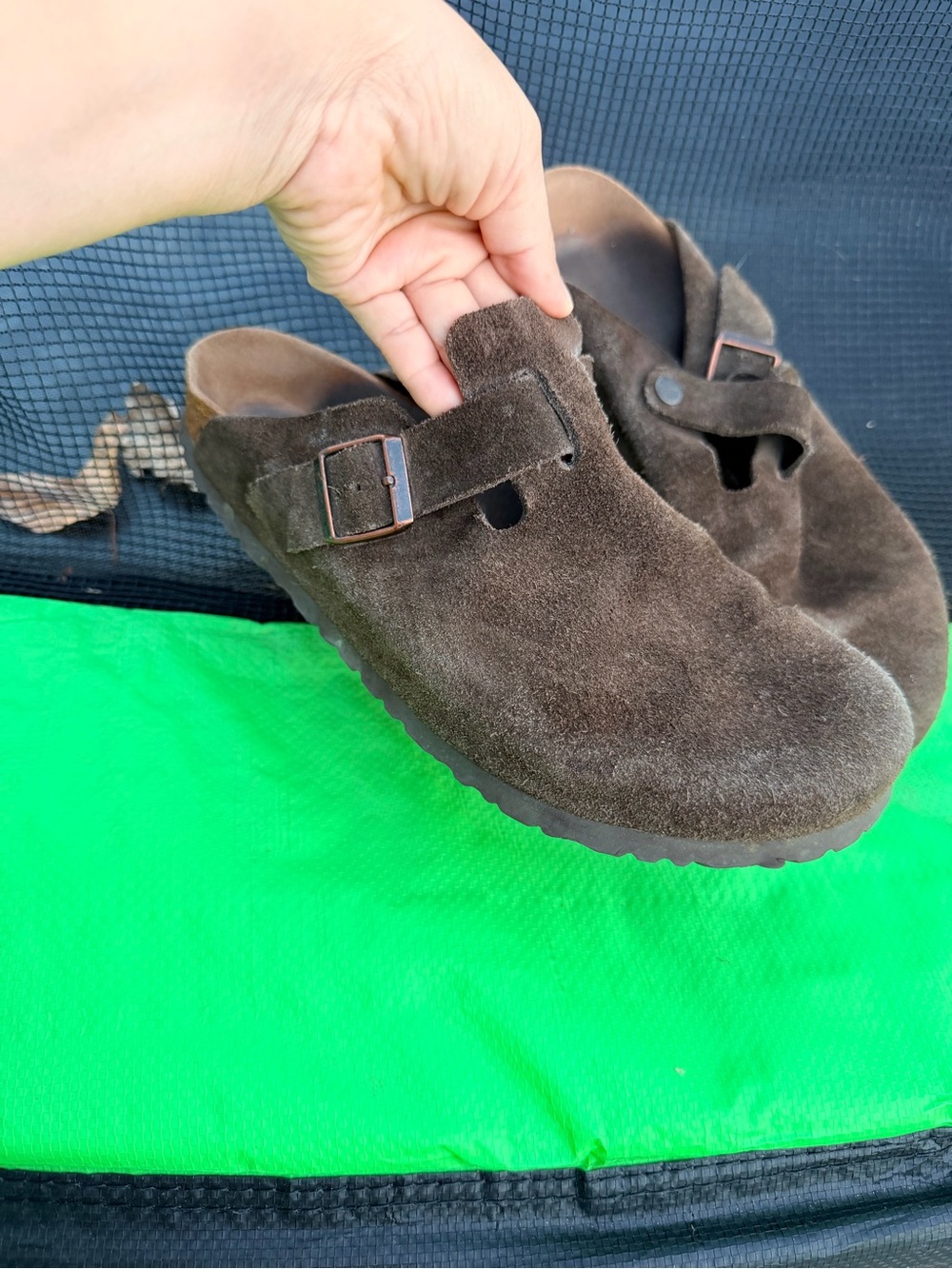 Birkenstock Brown Suede Slip-On Clog with Buckle